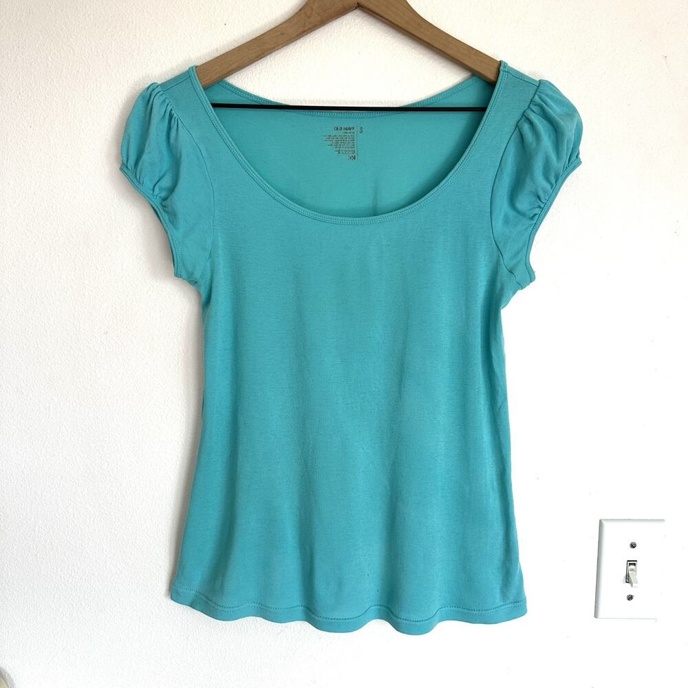 Vintage Y2K 100% Cotton Baby Tee Old Navy S Babydoll Coquette Puff Sleeve Blue
